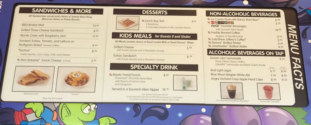 woody's lunch box menu