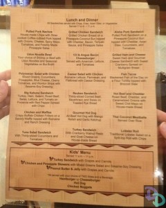 Capt. Cooks Lunch Dinner menu