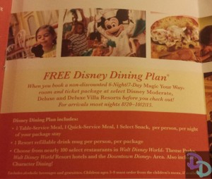 Free Disney Dining 2015 Bounce Back Offer