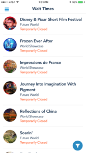 epcot broken down power outage