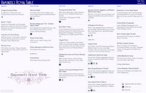 rapunzel's royal table menu