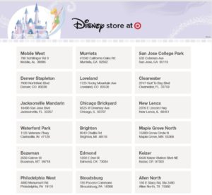 target disney stores list 1